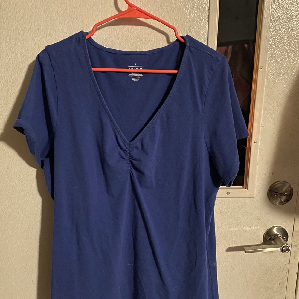 Navy ruched front shirt